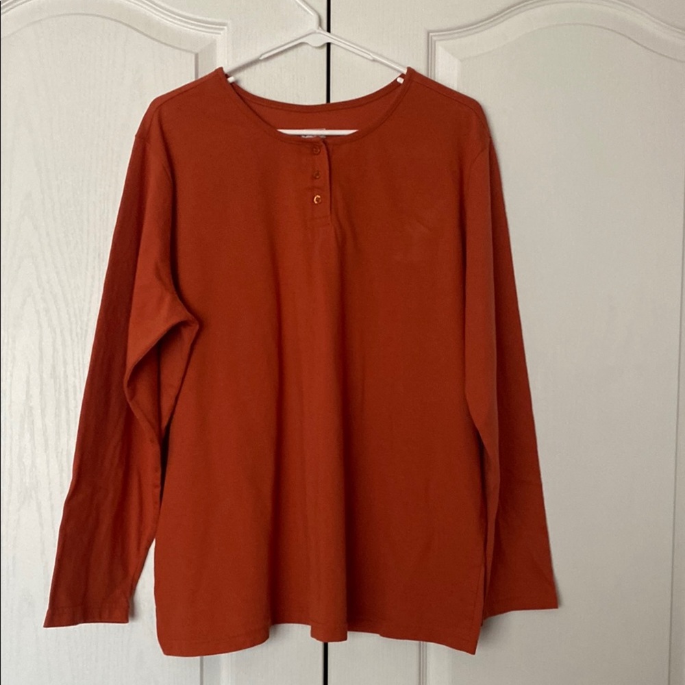Women's Burnt Orange Long Sleeve Top